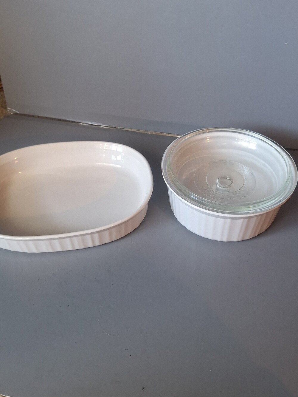 CORNING WARE FRENCH WHITE Set of 3. 1 1/2 QUART OVAL CASSEROLE